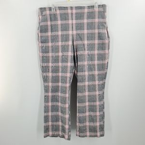 Gap Plaid Flare Crop Dress Pants Trousers Black Pink Office Siren Corpcore